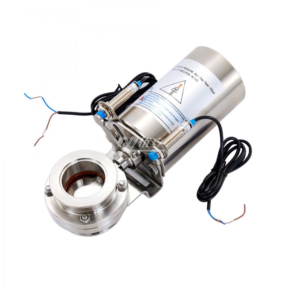 YOULI Hygienic Food Grade Stainless Steel 304 316L KF Sanitary Pneumatic Actuator Tri-Clamped Vacuum Butterfly Valve