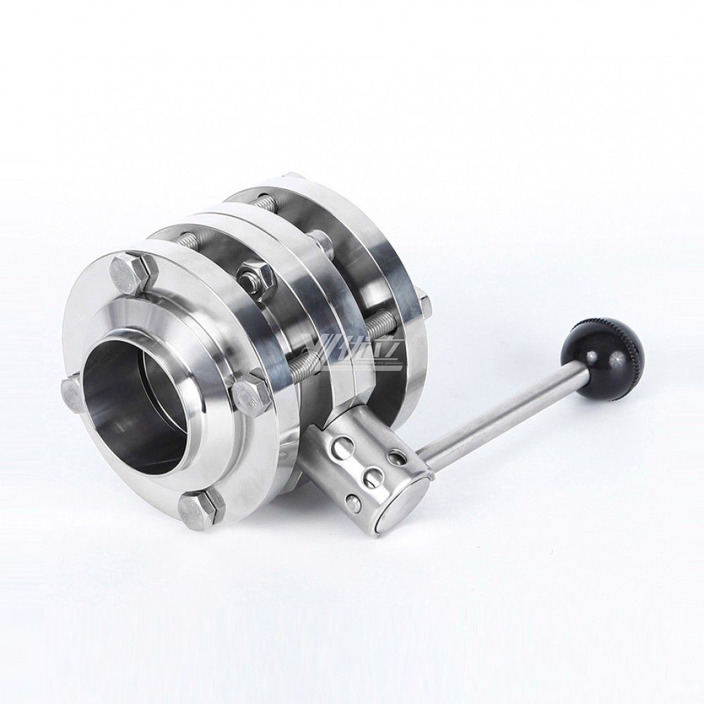 YOULI Hygienic Food Grade Stainless Steel 3A/SMS/DIN 304 316 Silicon Sanitary Manual Three Piece Butt Welded Butterfly Valve