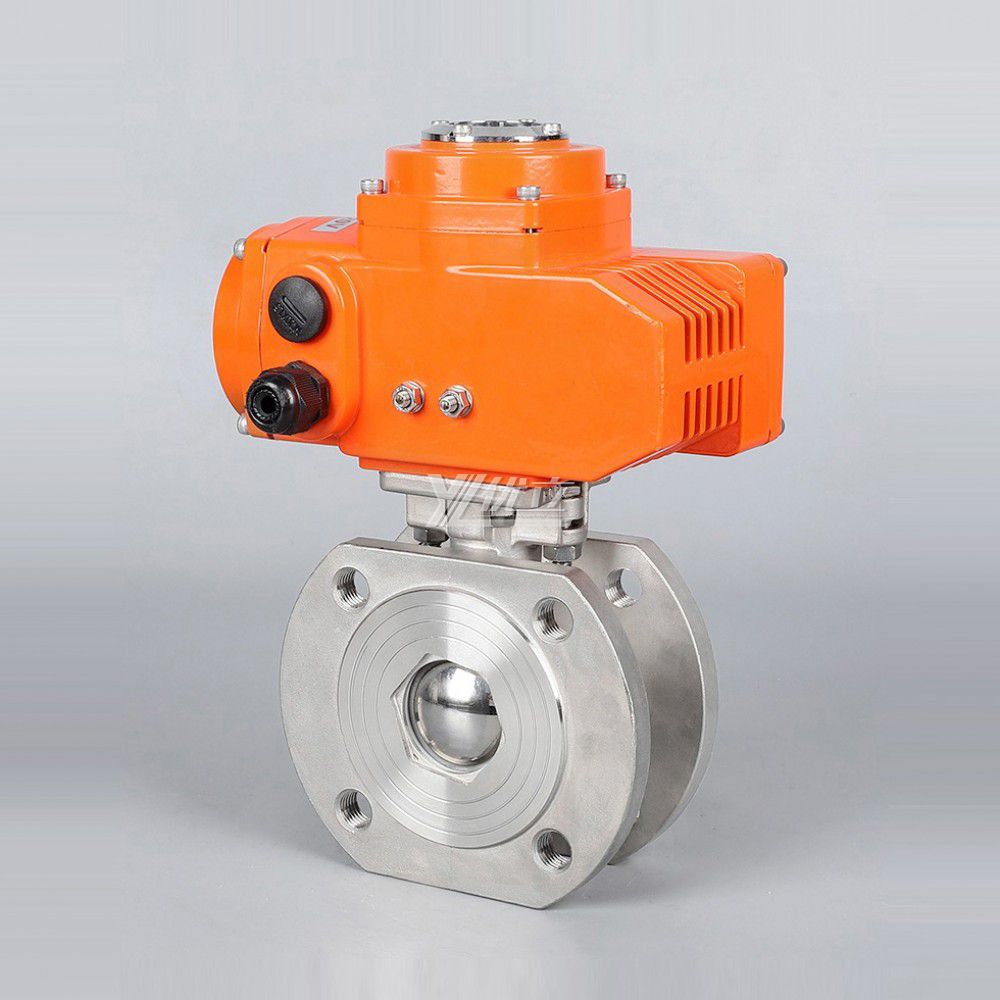 YOULI Stainless Steel 304 316 1.6mpa ANSI 150lb WCB Motorized DC24V AC220V Electric Flange Italy-type Thin Wafer Ball Valve