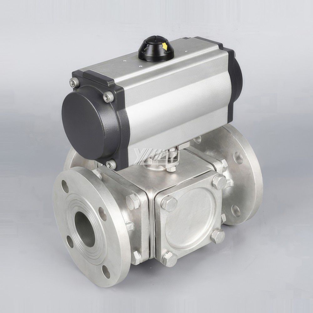 YOULI High Temperature ANSI 150LB Stainless Steel 304 316 JIS 10K Pn16 WCB Removable square Pneumatic 3 Way Flanged Ball Valve