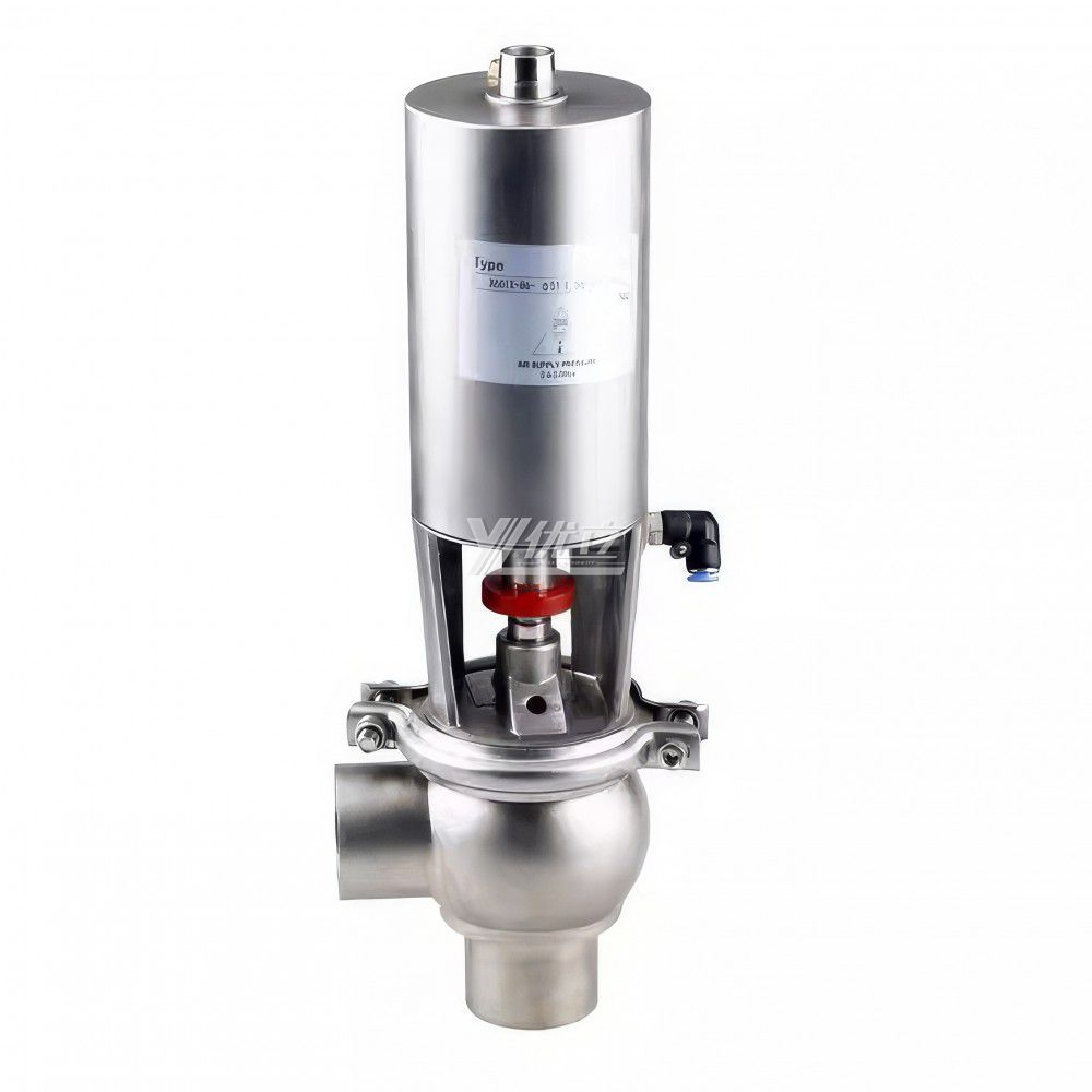 YOULI Hygienic Food Grade Sanitary Stainless Steel 304 316L Feedback signal Pneumatic L Type Butt Welded Cut-off Stop Valve