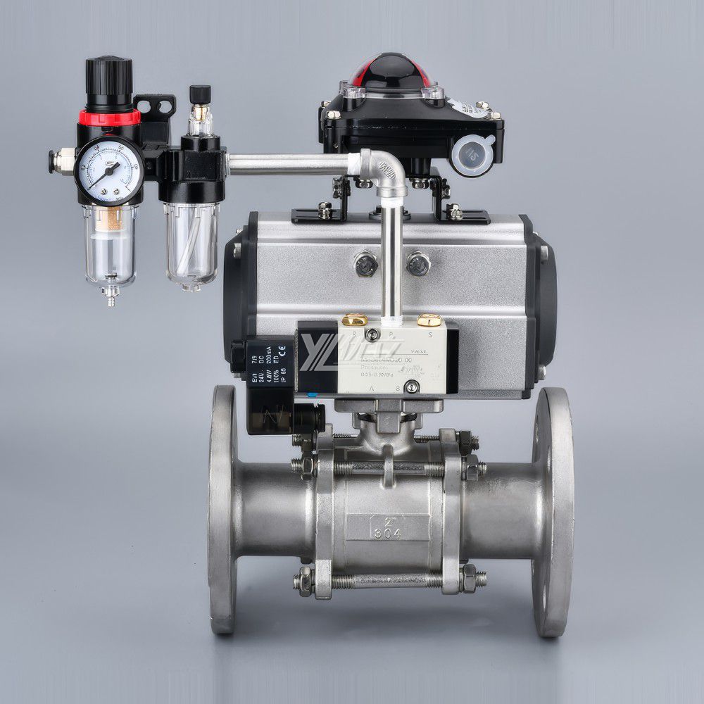 YOULI High Temperature  ANSI 150LB Stainless Steel 304 316 JIS 10K 1.6mpa WCB Pneumatic Actuator Three Piece Flanged Ball Valve