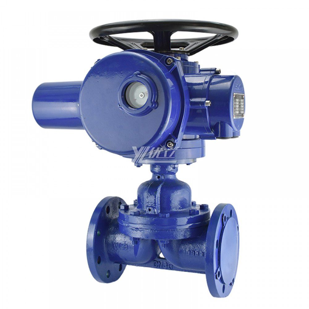 YOULI ANSI 150LB 304 316 1.6mpa WCB  4-20ma Motorized AC380V Rubber Lined Electric Flange Diaphragm Valve