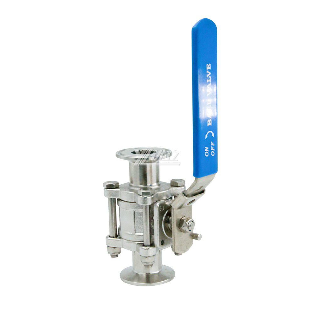 Stainless Steel Sanitary Manual Three-Piece Ball Valve with High Platform