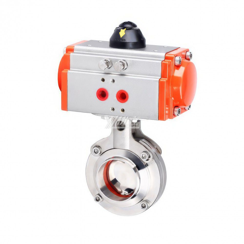 YOULI AT63 Hygienic Food Grade Stainless Steel 3A/SMS/DIN 304 316L Sanitary Pneumatic Butt Welded Butterfly Valve