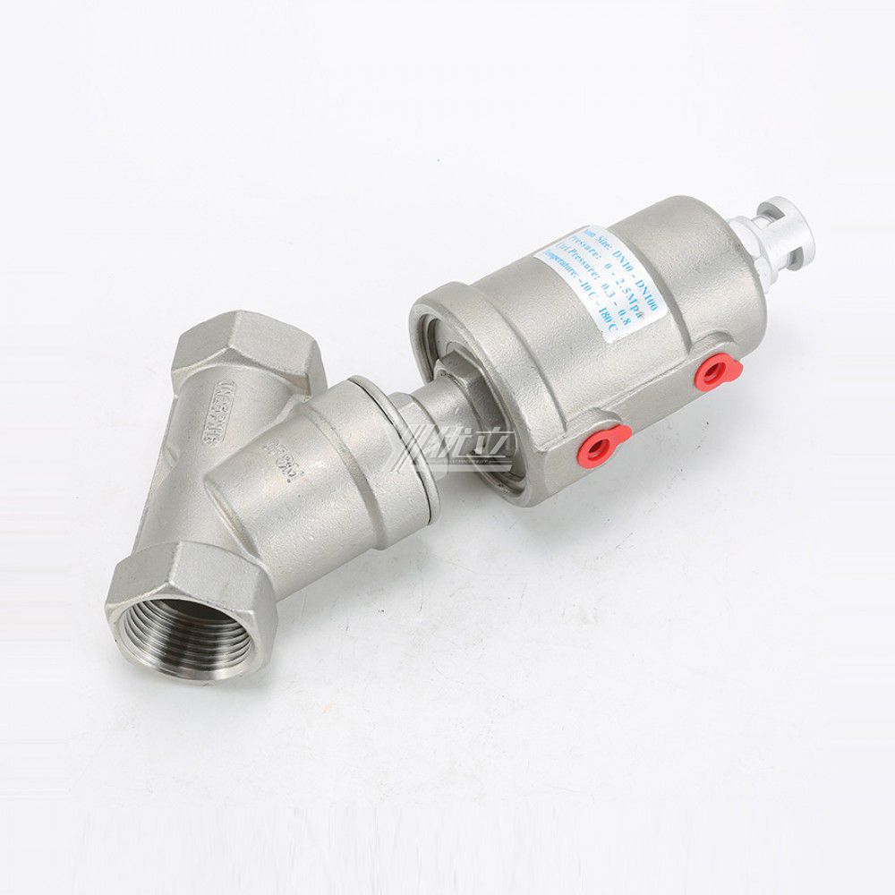 YOULI PN16-25 304 316 BSP NPT Y-Type High Temperature All Stainless Steel Head Pneumatic Female Screw Threaded Angle Seat Valve