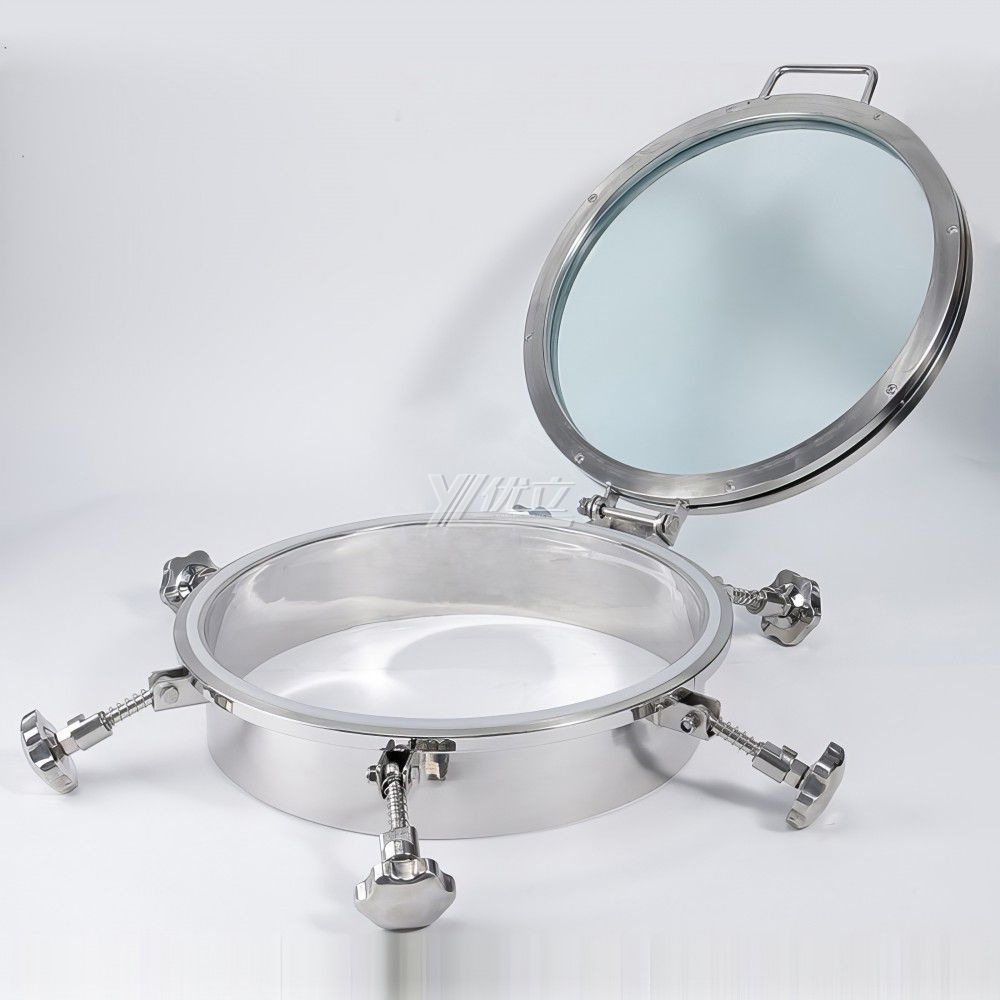 YOULI Hygienic Food Grade SS 304 316L Stainless Steel Full Sight Glass Pressure Tanks Sanitary Outward Manhole Round Manway