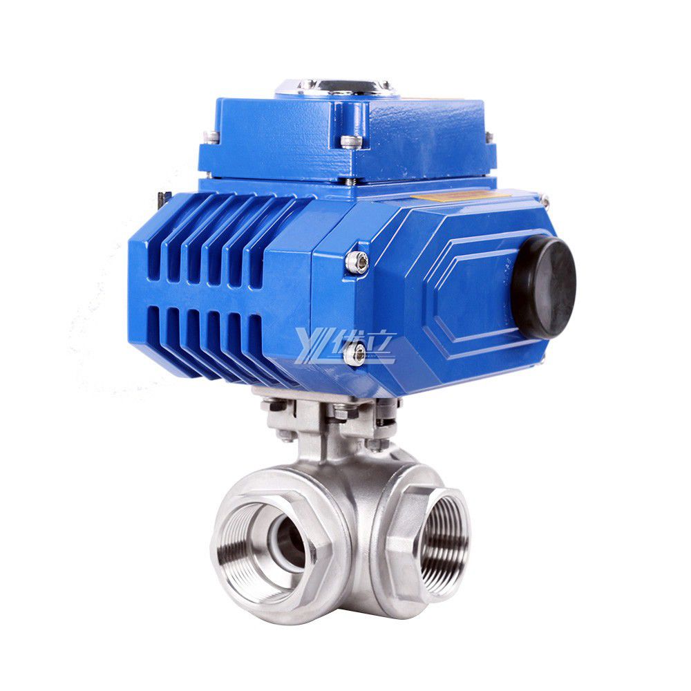 YOULI T-port NPT BSP 1.6mpa Stainless Steel 304 316 On-off AC220V 2 Inch Three Way Thread Motorized Electric Control Ball Valve