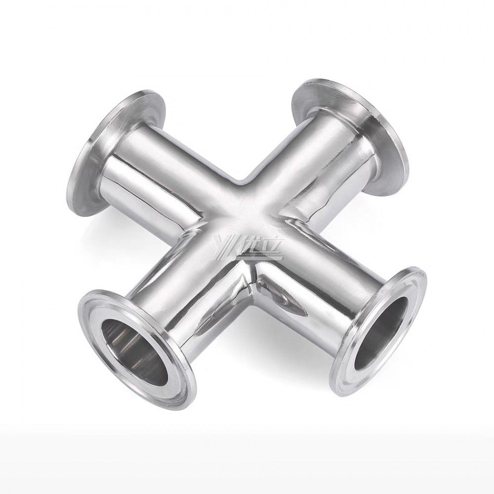 YOULI Hygienic Food Grade Sanitary Stainless Steel 304 SS316L 3A SMS DIN ISO Pipe Fitting Equal Clamped Cross