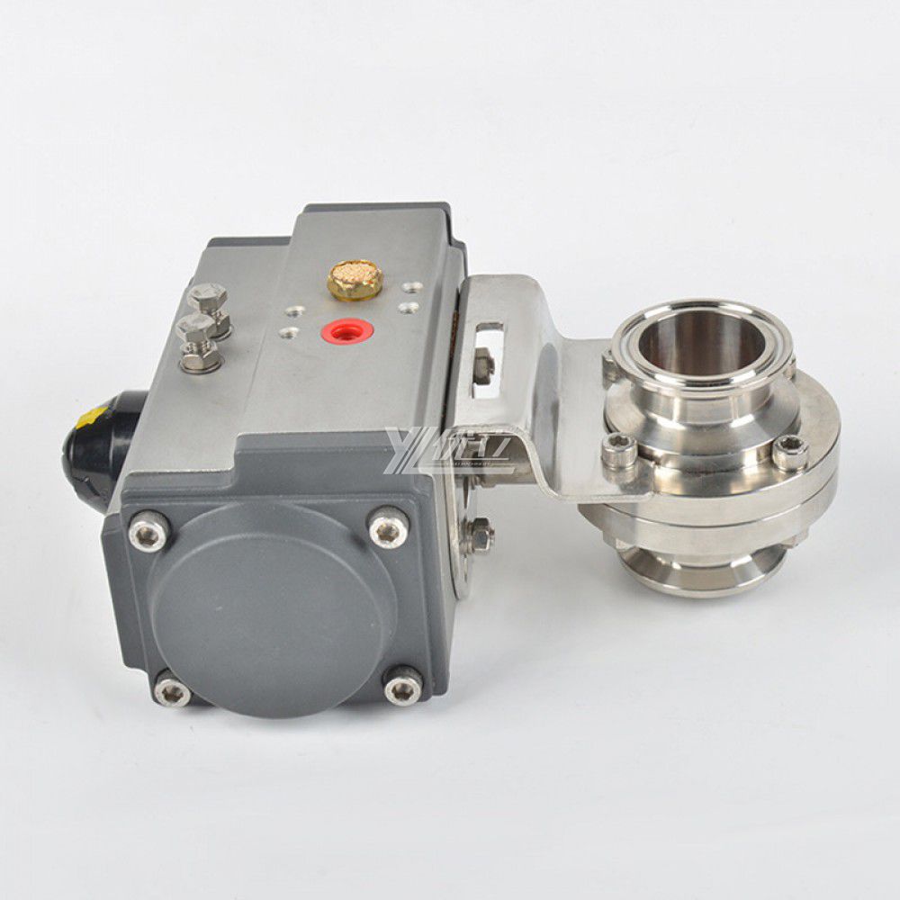 YOULI  Hygienic Food Grade Stainless Steel Single Acting 304 316 Sanitary Pneumatic Actuator Tri Clamped Butterfly Valve