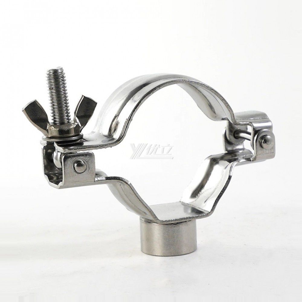 YOULI Sanitary Pipe Fittings Ube Hex Pipe Holder Stainless Steel 304 With Short Handle Bar Female Thread Round Pipe Holder