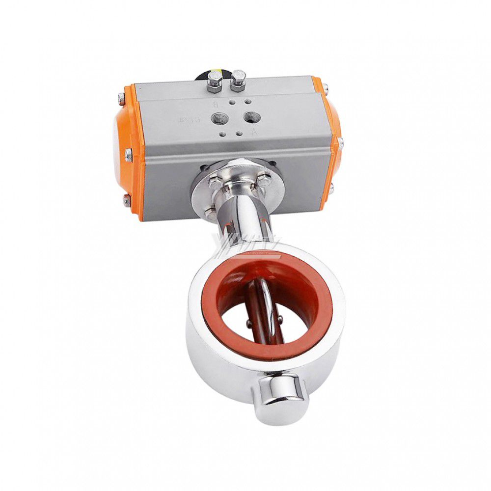 YOULI Top-Quality AT63 Hygienic Food Grade Stainless Steel 304 316L Sanitary Spring Return Pneumatic Wafer Butterfly Valve