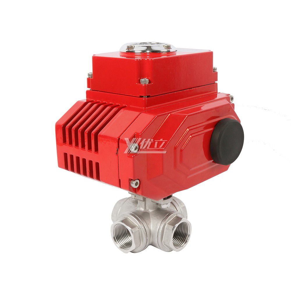 YOULI NPT BSP PN16 Stainless Steel 304 316 On-off Motorized AC220V  4-20ma signal Electric Four Way Thread Ball Valve