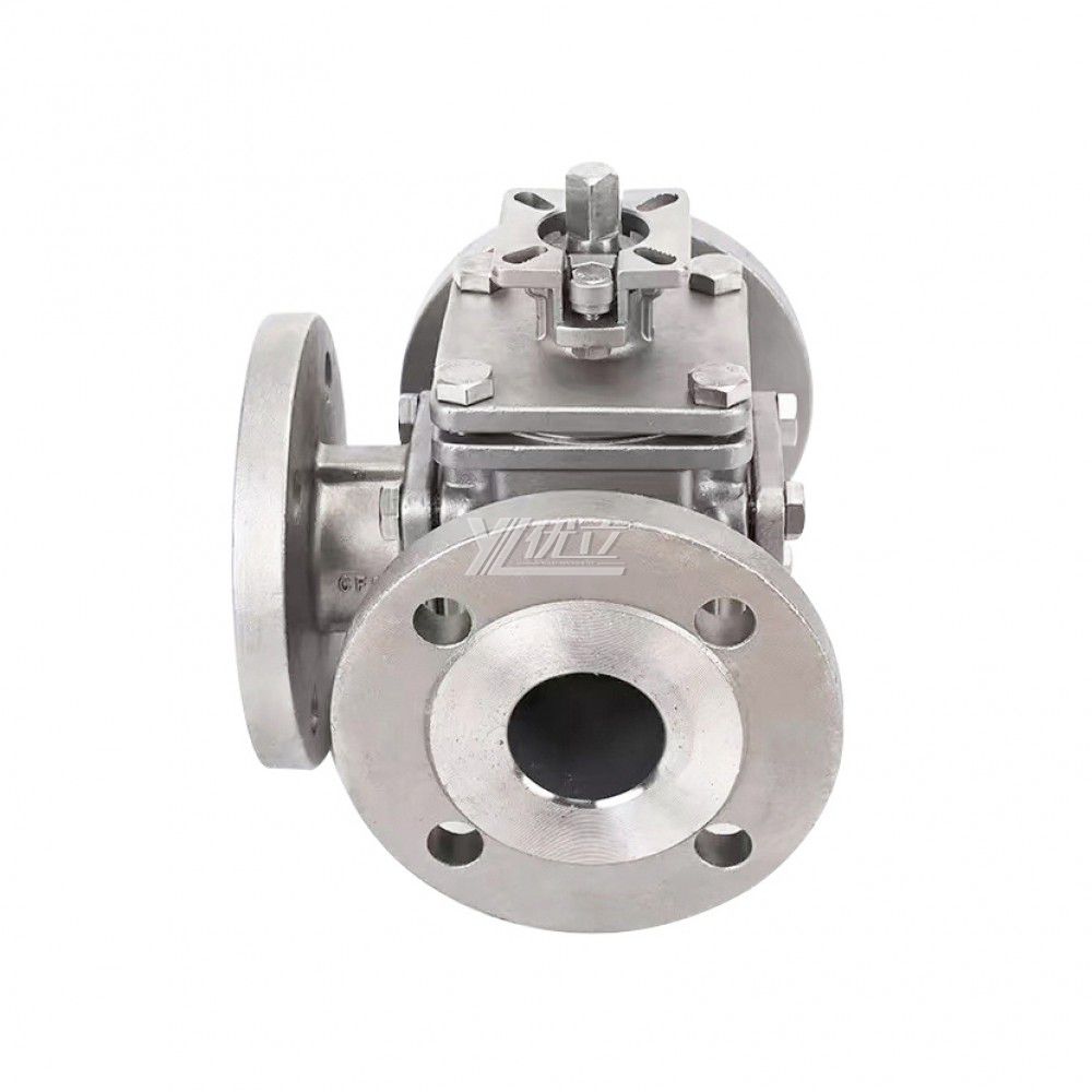 YOULI High Temperature ANSI 150LB 304 JIS 10K Stainless Steel 1.6mpa WCB Square Shape Flanged Three Way Ball Valve