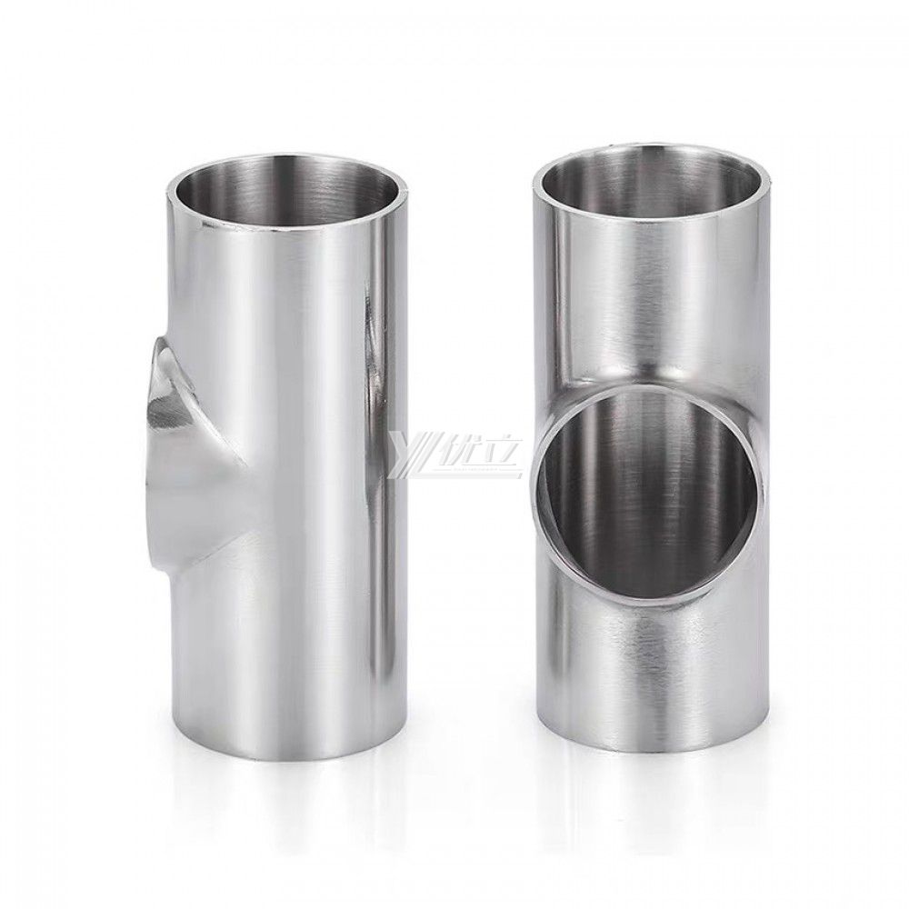 YOULI Hygienic Food Grade Sanitary Stainless Steel 304 SS316L 3A SMS DIN ISO Welded 3 Way Pipe Fitting Flat Welded Tee