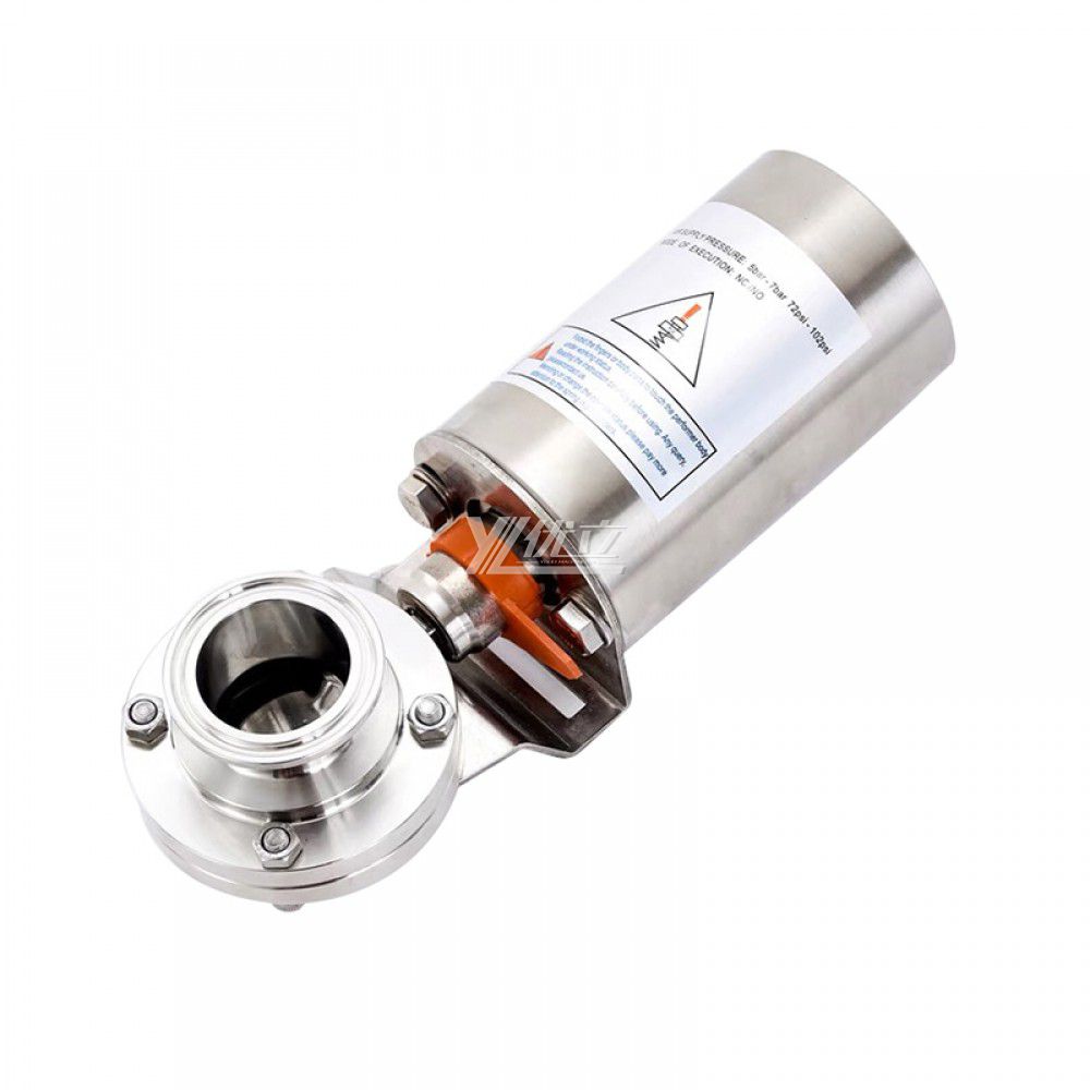 YOULI Hygienic Food Grade  Stainless Steel 3A/SMS/DIN 304 316 Silicon EPDM Sanitary Pneumatic Tri Clamped Butterfly Valve