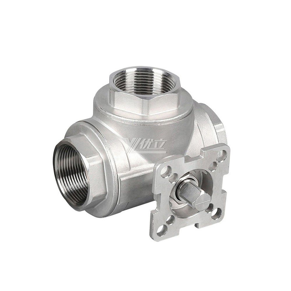 YOULI ISO 5211 NPT BSP 1.6mpa 1000WOG with Handle Lock 304 316 L-port Manual 3 Way Threaded Ball Valve
