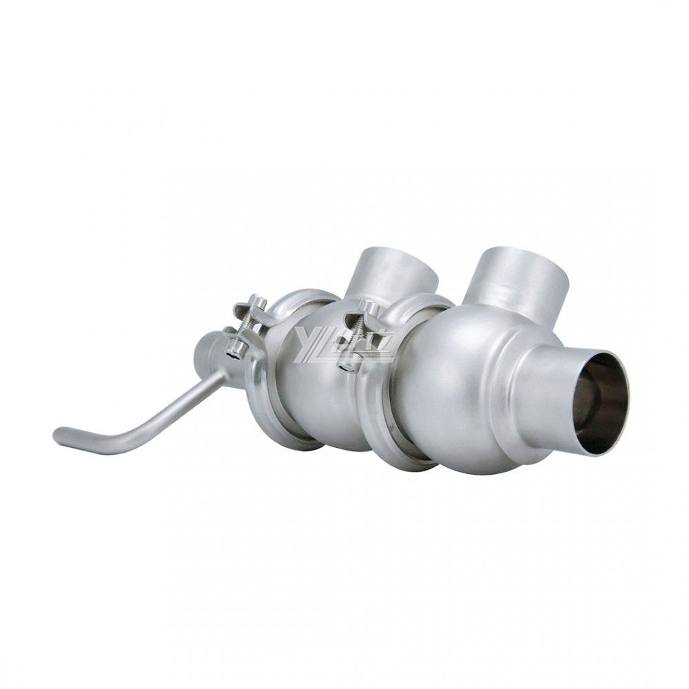 YOULI Hygienic Food Grade Sanitary Stainless Steel 304 316L Stop Manual LL Type Butt Welded Cut-off Reversing Divert Valve