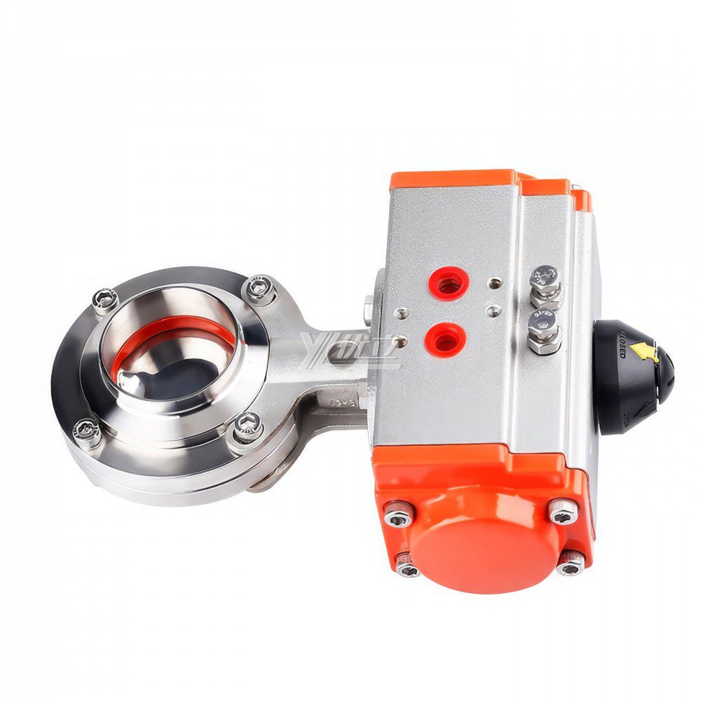 YOULI AT63 Hygienic Food Grade Stainless Steel 3A/SMS/DIN 304 316L Sanitary Pneumatic Butt Welded Butterfly Valve