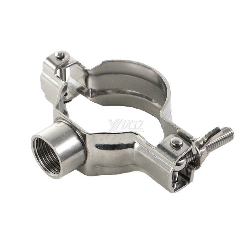 YOULI Sanitary Pipe Fittings Ube Hex Pipe Holder Stainless Steel 304 With Short Handle Bar Female Thread Round Pipe Holder