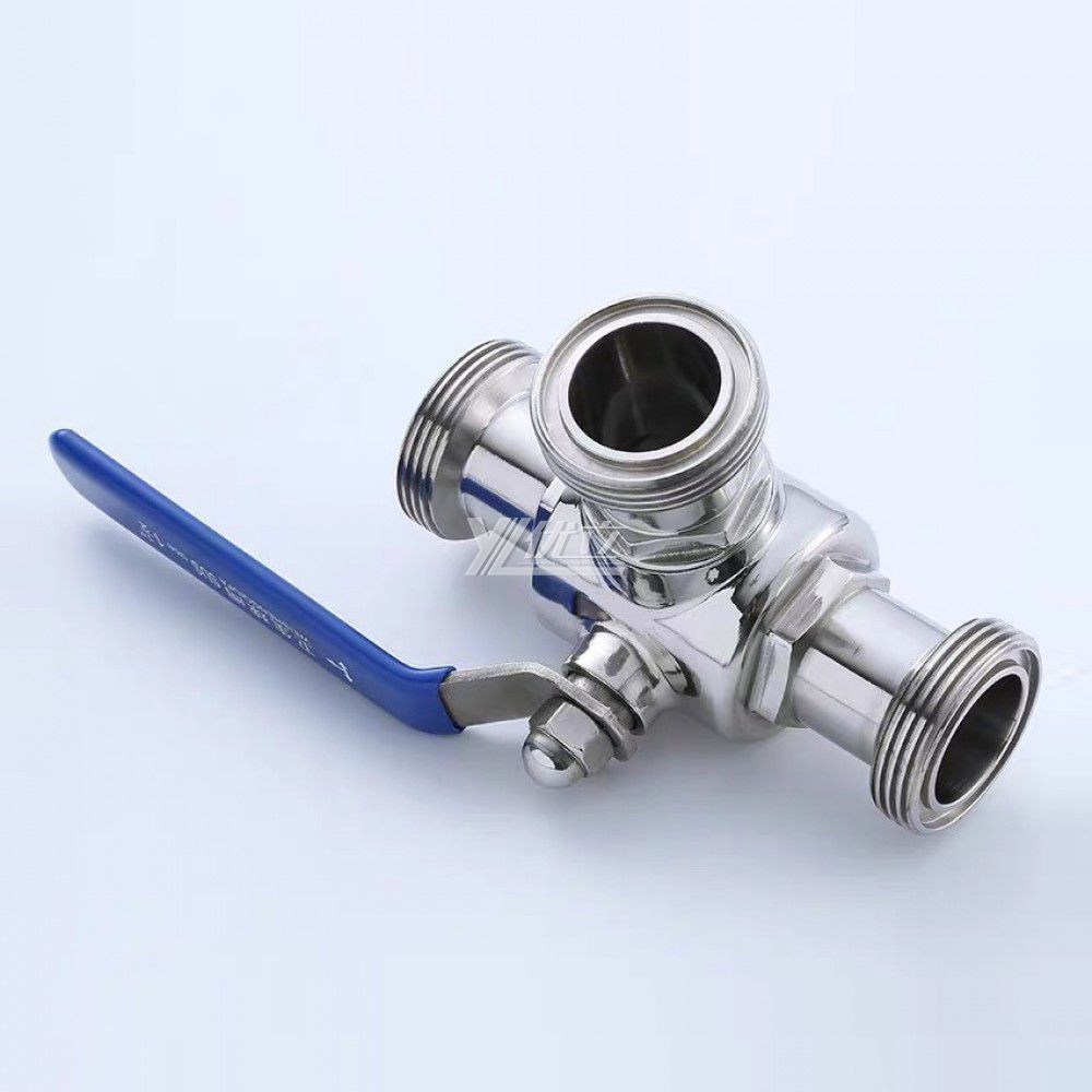 YOULI Hygienic Food Grade SMS Sanitary Stainless Steel 304 316L Milk Drink Bio Pharmaceutical 3 Way Male Threaded Ball Valve