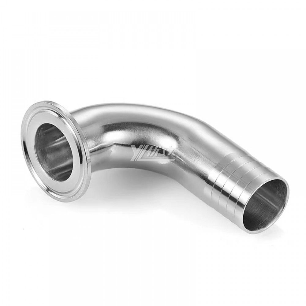 YOULI Hygienic Food Grade Sanitary Stainless Steel 304 SS316L 3A SMS DIN ISO Pipe Fitting 90 Degrees Clamped Hose Elbow