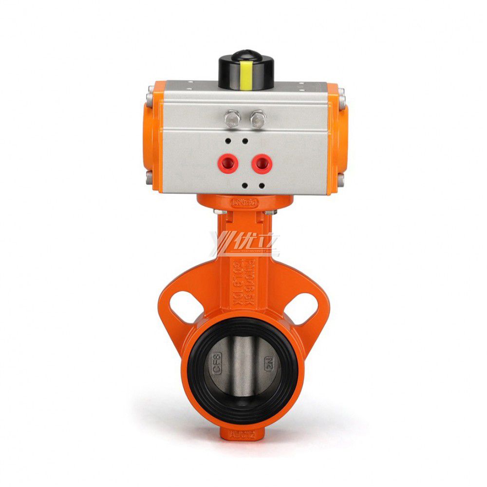 YOULI DN25 ALLOY Stainless Steel WCB Cast Iron Pn16 Soft Seal Pneumatic Actuator Wafer Butterfly Valve