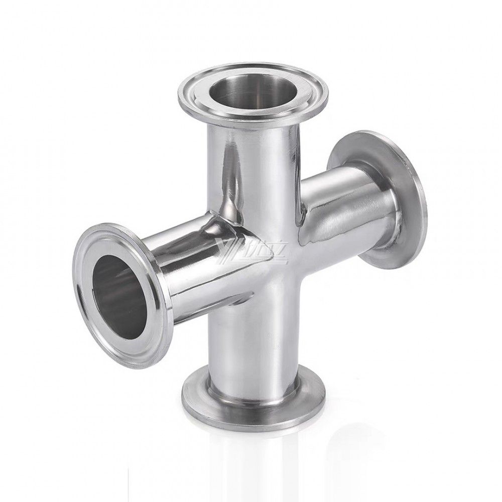 YOULI Hygienic Food Grade Sanitary Stainless Steel 304 SS316L 3A SMS DIN ISO Pipe Fitting Equal Clamped Cross