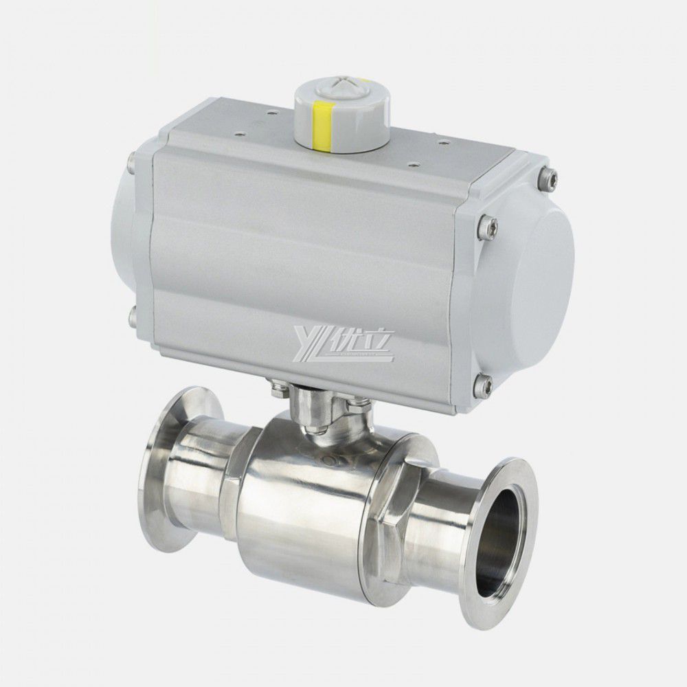 YOULI Hygienic Food Grade Sanitary Stainless Steel 304 316L KF25 Pneumatic Actuator Straight Tri-Clamped Vacuum Ball Valve