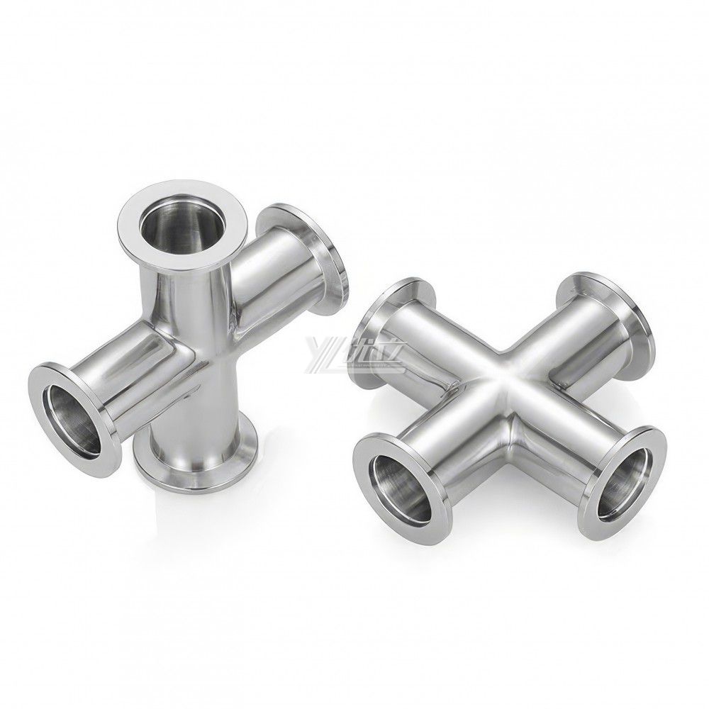YOULI Hygienic Food Grade Sanitary Stainless Steel 304 SS316L KF25 KF40 KF50 4 Way Tri-clamp Pipe Fitting Equal Vacuum Cross