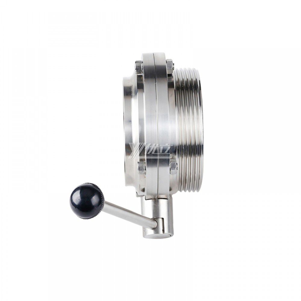 YOULI Hygienic Food Sanitary Stainless Steel 3A/SMS/DIN 304 316 Silicon Lever Handle Manual Male Threaded Welded Butterfly Valve