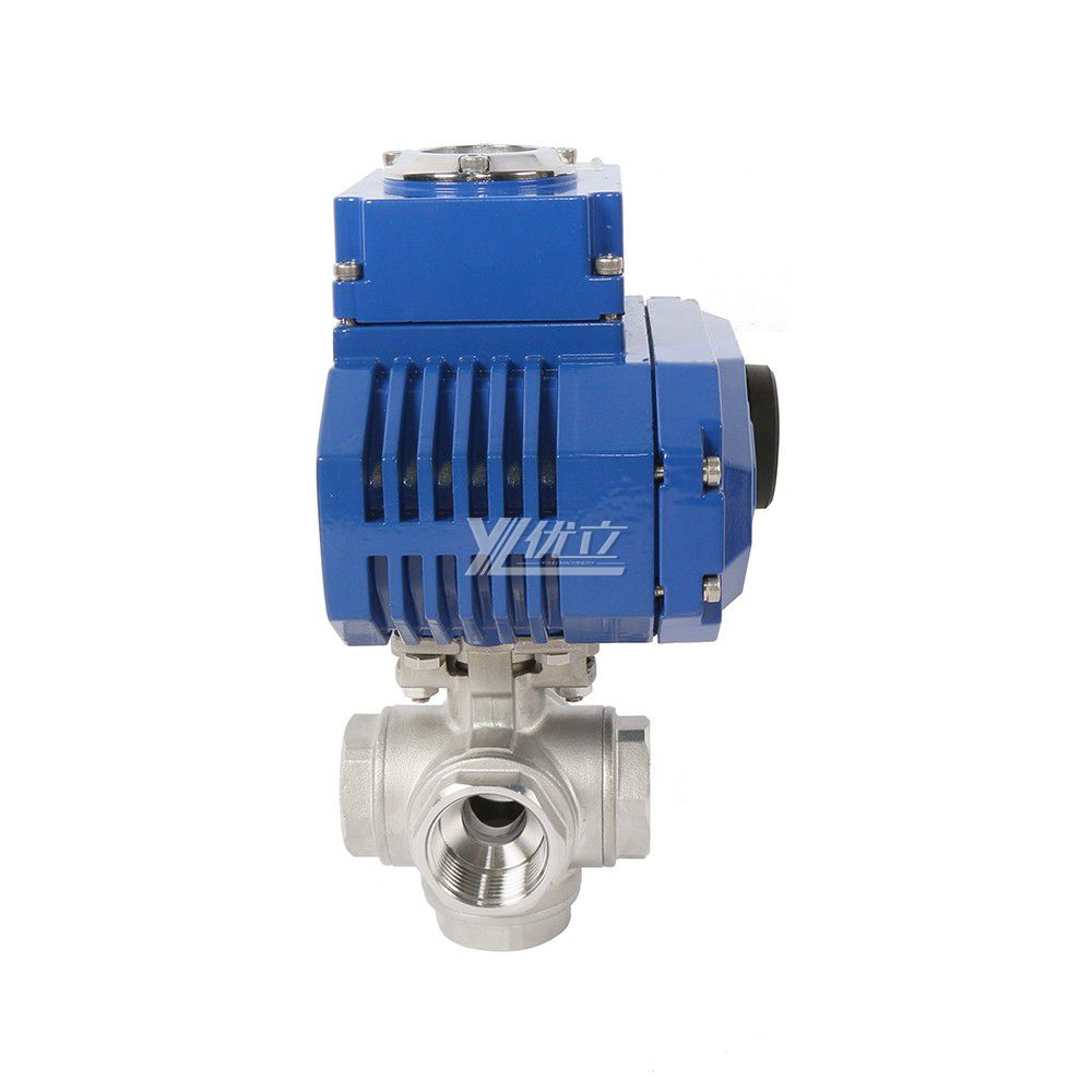 YOULI NPT BSP PN16 Stainless Steel 304 316 On-off Motorized DC24V AC220V 4-20ma Electric 5 Way Thread Ball Valve