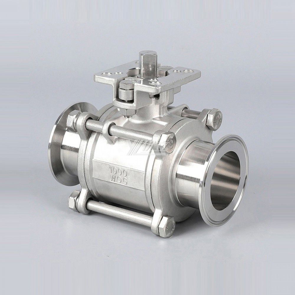 YOULI High Temperature ISO 5211 Mounting Pad Clamp 50.5mm  Pn16 Stainless Steel 304 316  Manual 3PC Tri Clamped Ball Valve