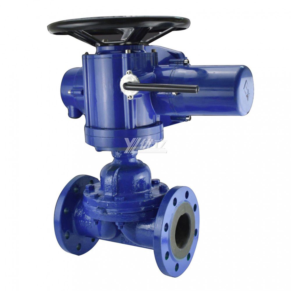 YOULI ANSI 150LB 304 316 1.6mpa WCB  4-20ma Motorized AC380V Rubber Lined Electric Flange Diaphragm Valve