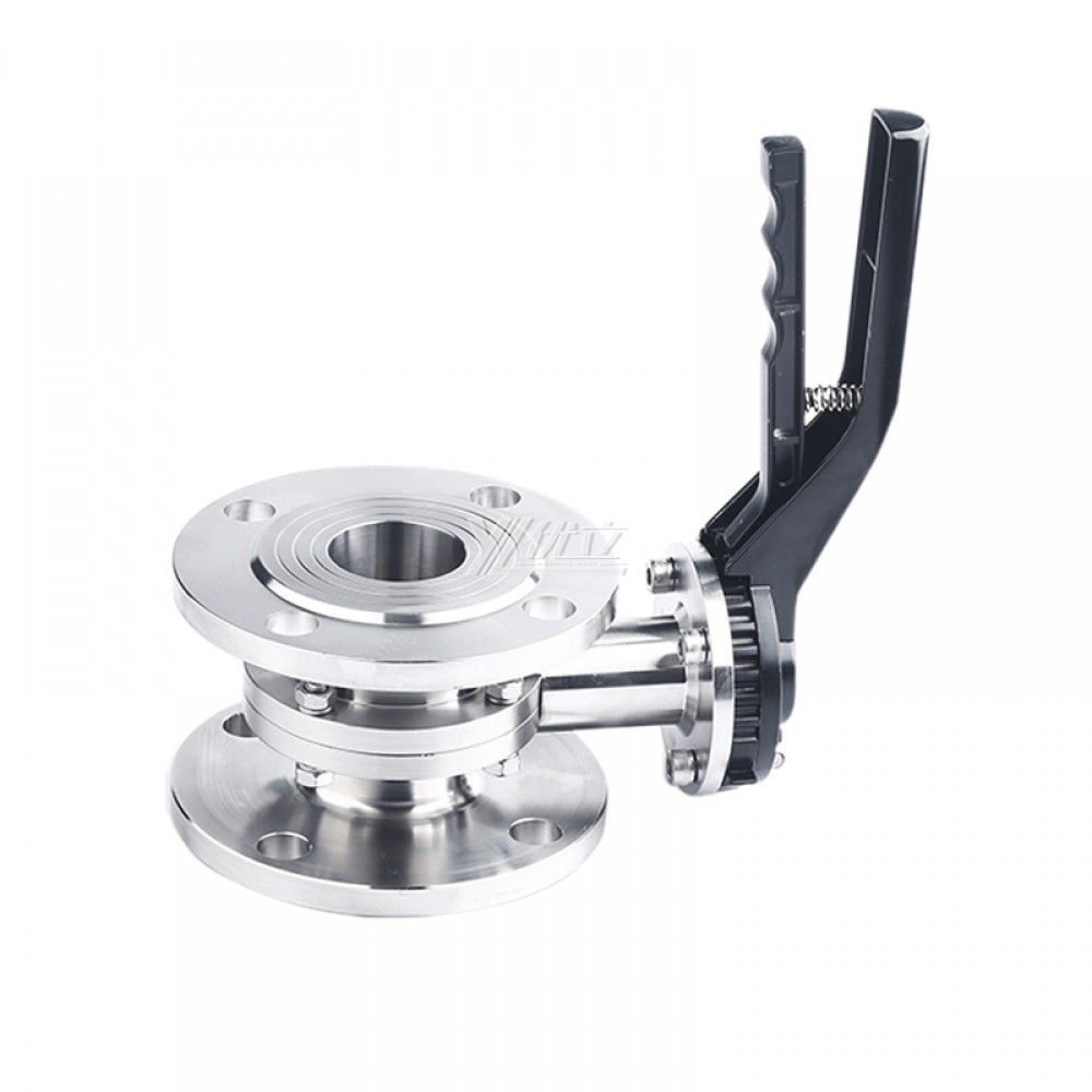 YOULI Hygienic Food Grade Stainless Steel 3A/SMS/DIN 304 316 Silicon Duckbill Handle Sanitary Manual Flnaged Butterfly Valve