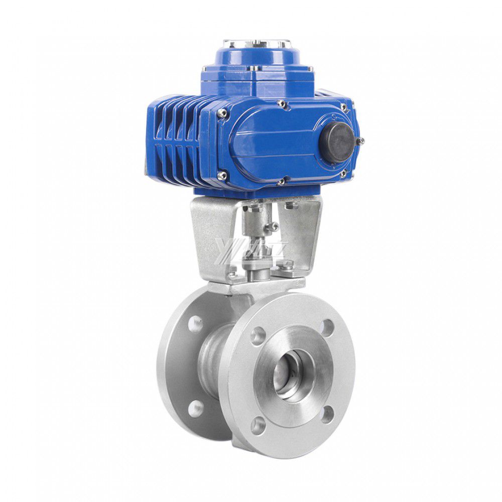 YOULI  High Temperature ANSI 150-300LB JIS 10K 304 316 Stainless Steel Motorized Electric Actuator V-Type Flanged Ball Valve