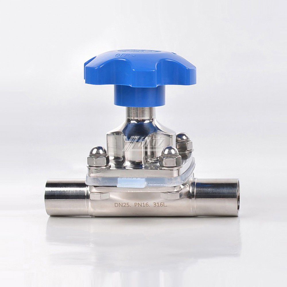 YOULI Hygienic Food Grade Sanitary Stainless Steel 316L Silicone Membrane Manual Straight Butt Welded Diaphragm Valve