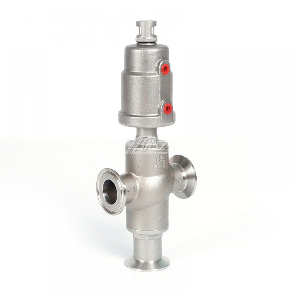 YOULI High Temperature Steam 1.6mpa 304 316 BSP NPT Stainless Steel Head Pneumatic Three Way Tri-clamped Angle Seat Valve