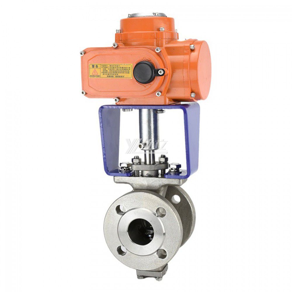 YOULI  High Temperature ANSI 150-300LB JIS 10K 304 316 Stainless Steel Motorized Electric Actuator V-Type Flanged Ball Valve