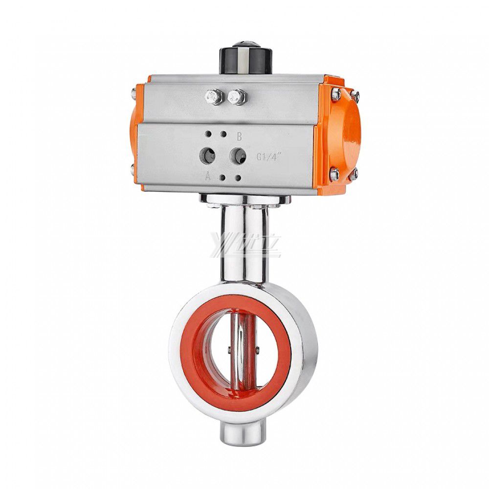 YOULI Top-Quality AT63 Hygienic Food Grade Stainless Steel 304 316L Sanitary Spring Return Pneumatic Wafer Butterfly Valve