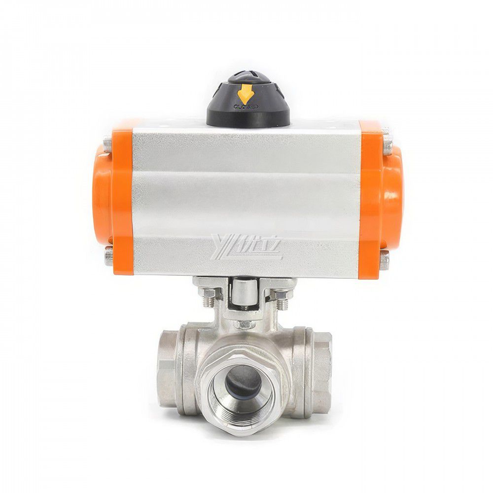 YOULI High-pressure RC NPT BSP PN16 Stainless Steel 304 316 LL Type Pneumatic Actuator 4-way Thread Ball Valve