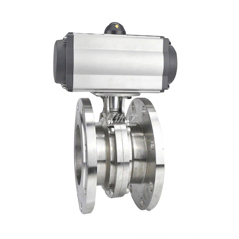 YOULI Hygienic Food Grade Sanitary Stainless Steel 3A/SMS/DIN 304 316L Silicon Pneumatic Actuator Flnaged  Butterfly Valve