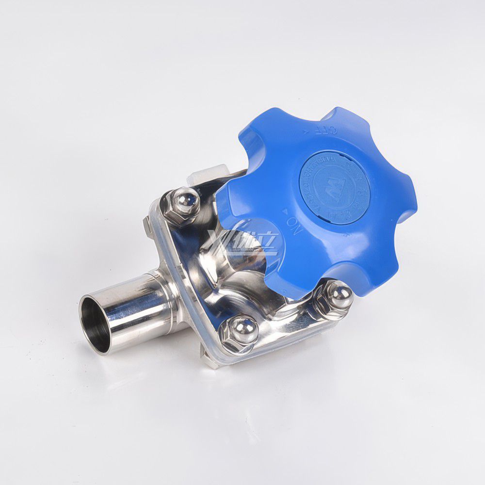YOULI Hygienic Food Grade Sanitary Stainless Steel 316L Silicone Membrane Manual Straight Butt Welded Diaphragm Valve