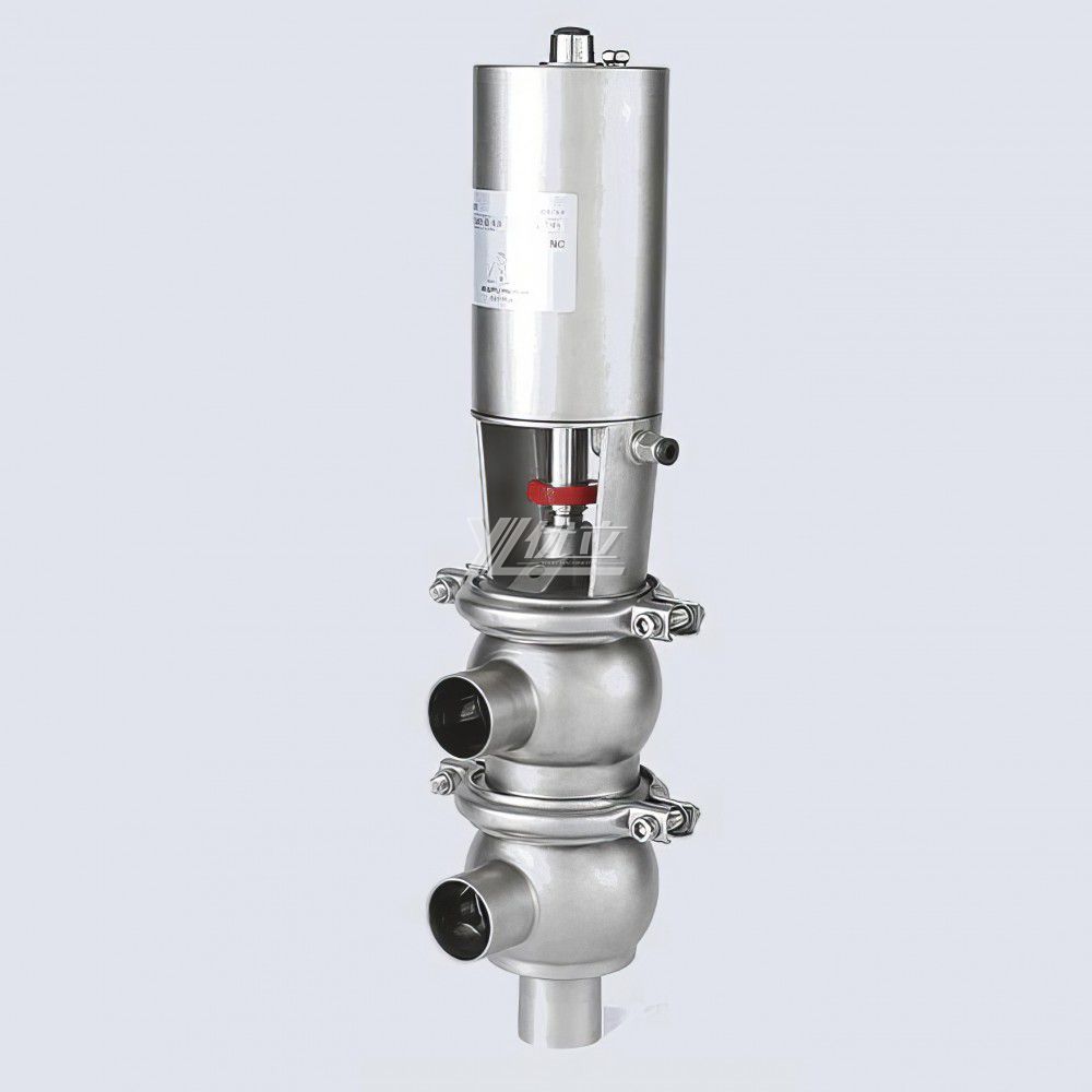 YOULI Hygienic Food Grade Sanitary Stainless Steel 304 316L Stop Pneumatic LL Type Butt Welded Divert Valve