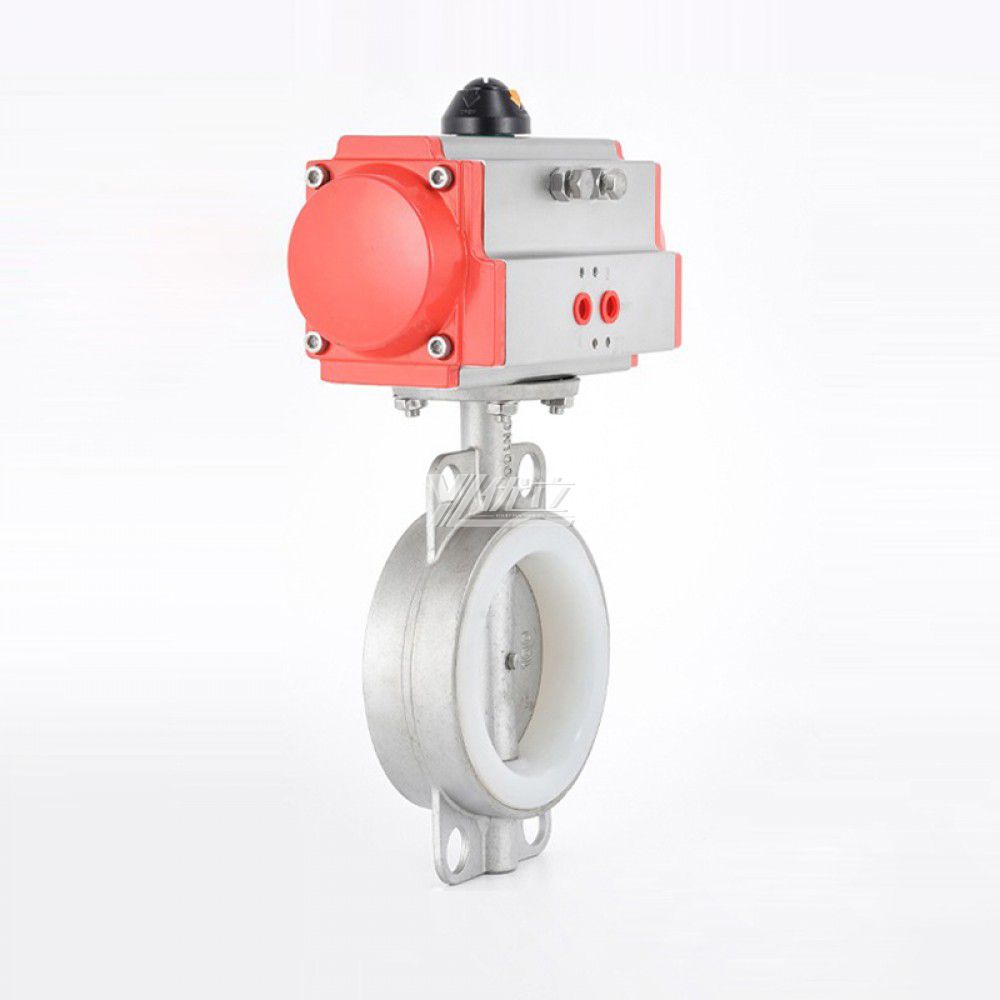 YOULI Stainless Steel 304 316 Pn16 Zero Leakage Soft Seal PTFE Silicone NBR Pneumatic Actuator Wafer Butterfly Valve