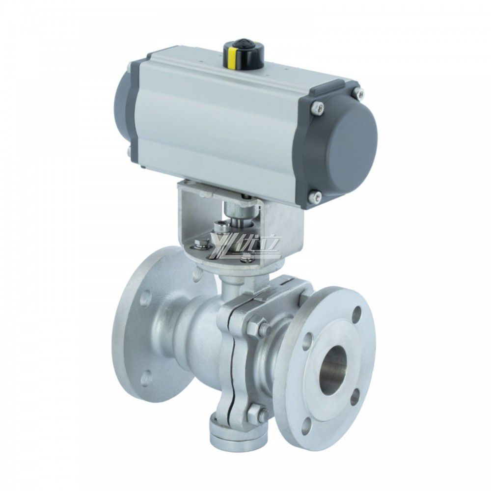 YOULI  High Temperature ANSI 150-300LB JIS 10K 304 316 Stainless Steel Pneumatic Actuator Fixed Flange Ball Valve