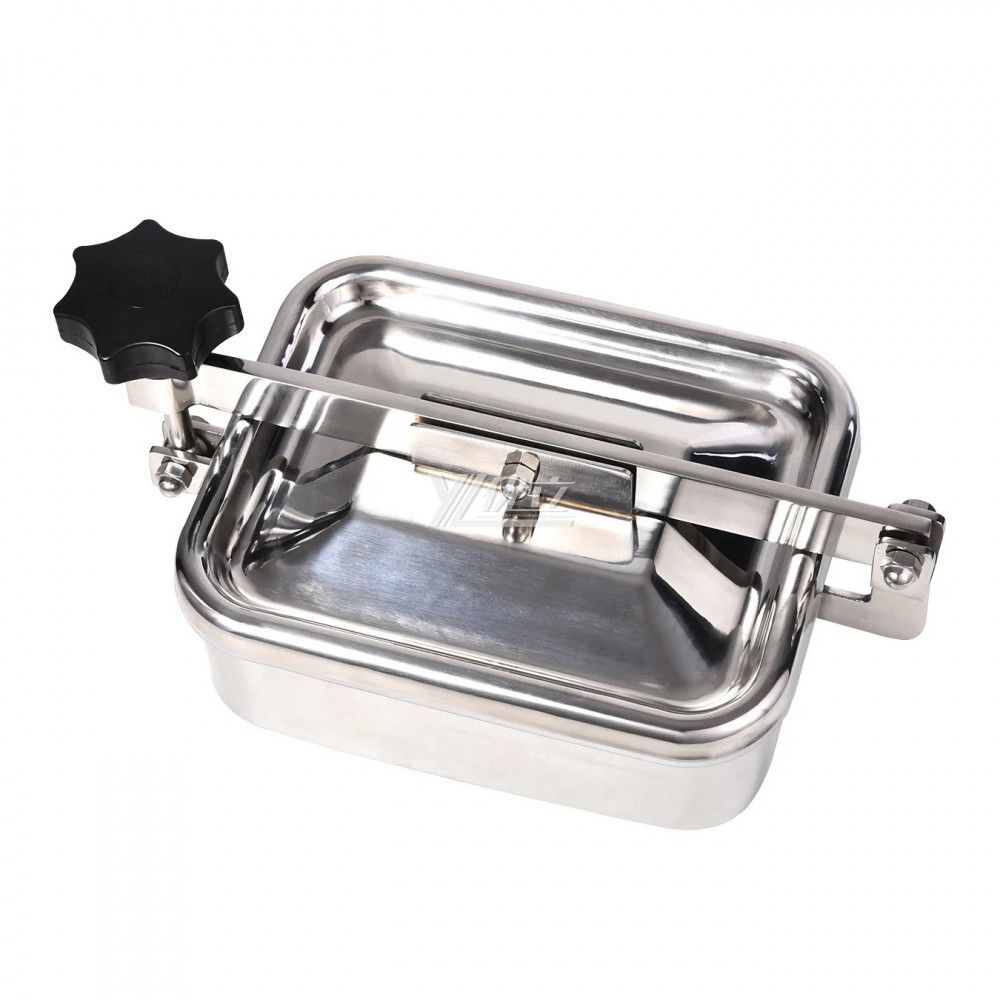 YOULI Hygienic Food Grade SS 304 316L Stainless Steel Fermenter Cover Pressure Tanks Sanitary Single Hand Rectangular Manhole Manway