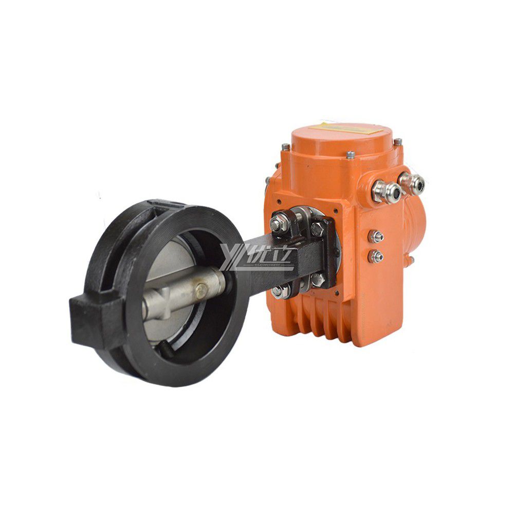 YOULI ANSI 150LB Stainless Steel Carbon Steel AC220V High Temperature Electric Double Eccentric Wafer butterfly Valve 12"