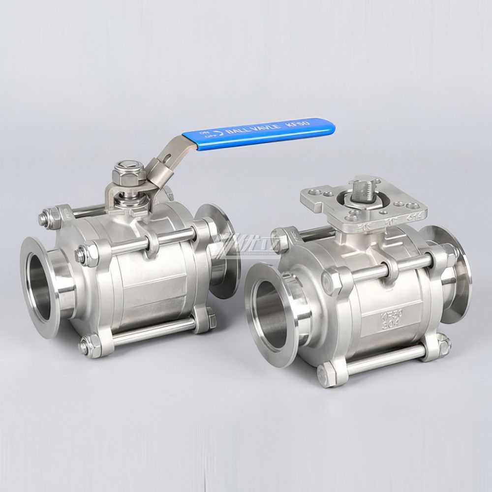 YOULI Stainless Steel Negative Pressure 304 316 KF50 Clamp 75mm KF HighPlatform 3-piece Vacuum Tri Clamped Ball Valve