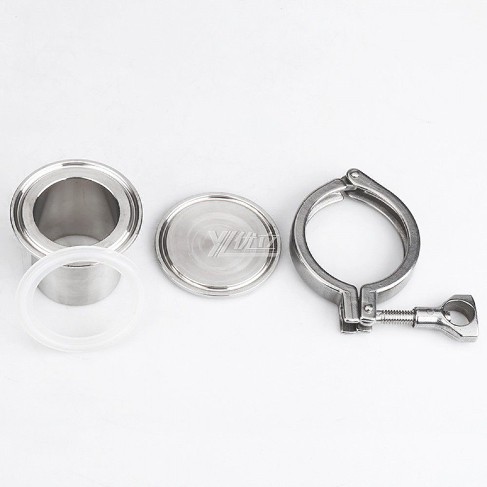 YOULI Hygienic Food Grade Sanitary Stainless Steel 304 DIN SMS 3A Tri-clamp Pipe Fitting Complete Sets Long Clamp Ferrule Blind
